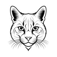 Distinct Scottish Cat Head Silhouette in Side View on White Background vector