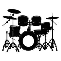 Classic Drum Kit Silhouette in Profile on White Background vector