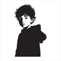 Active Child Silhouette Facing Forward on White Background vector