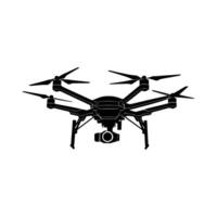 Drone Silhouette in Hovering Position on White Background vector