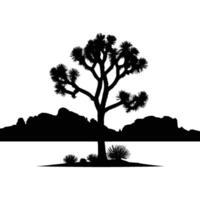 Detailed Joshua Tree Silhouette with Natural Branches on White Background vector
