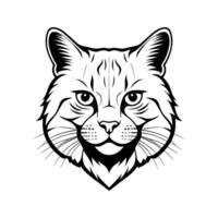 Scottish Cat Head Silhouette with Rounded Features on White Background vector