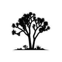 Wild Joshua Tree Silhouette in Profile on White Background vector