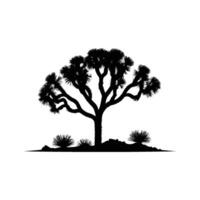 Classic Joshua Tree Silhouette with Branches on White Background vector