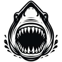 Fierce Shark Face Illustration with Open Jaw - Perfect for Marine and Adventure Themes vector