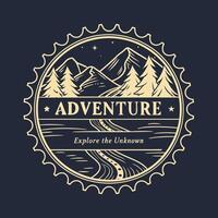 Adventure logo with mountains and trees vector