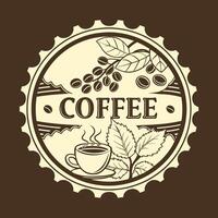 Coffee label with leaves and coffee beans vector