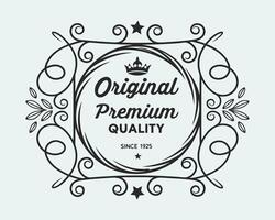 Vintage label design with ornate frame and crown vector