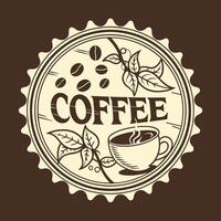 Coffee label with a cup and leaves vector