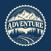 The adventure logo, with mountains and trees vector
