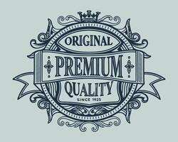Vintage label design with crown and scroll vector