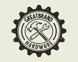 Great brand hardware logo with hammer and wrench vector