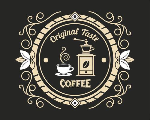 Coffee shop logo design with a coffee grinder and cup