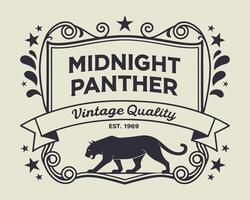 Vintage style label for midnight panther vector