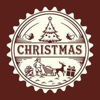 A stamp with the word christmas on it vector