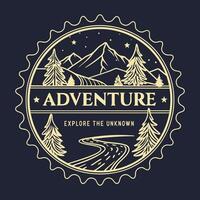 Adventure logo design with mountains and trees vector