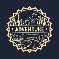 Adventure logo design with mountains and road vector