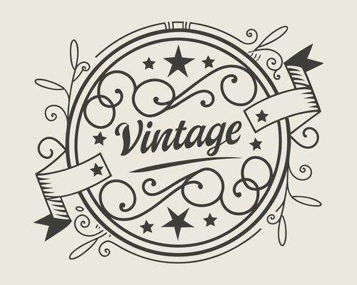 Vintage label design with stars and ribbon