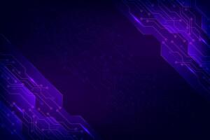 Modern technology circuit board. Abstract Scifi PCB trace data transfer with wave flow on dark purple background illustration. vector