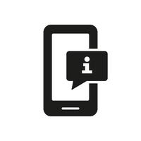 Mobile Info and Support Silhouette Icon for Customer Assistance and Help. Information Message for Online Support and Communication Glyph Symbol. Isolated Illustration vector
