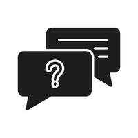 Chat Communication Silhouette Icon with Question and Message in Speech Bubble. Isolated Illustration vector