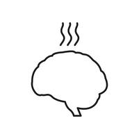 Brain with Steam Line Icon. Mental Stress Concept Outline Symbol. Overheating Brain and Cognitive Pressure Sign. Editable Stroke. Isolated Illustration vector