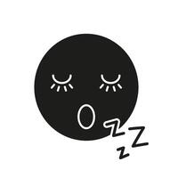 Sleeping Face with Eyelashes and ZZZ Silhouette Icon. Peaceful Rest and Sleep Glyph Symbol. Isolated Illustration vector