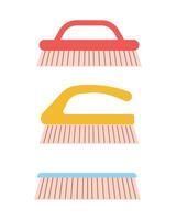 Cleaning brush set. Simple colored brushes. Isolated flat illustration in clip art style vector
