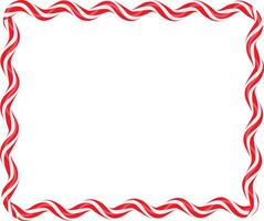 Christmas twisted lollipops. Rectangular wavy frame with red and white stripe. Christmas and New Year template for holiday cards, banner,flyer . Festive Christmas frame. illustration vector