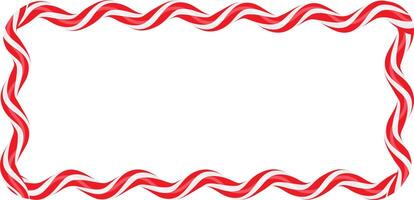 Christmas twisted lollipops. Rectangular wavy frame with red and white stripe. Christmas and New Year template. illustration vector