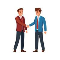 two men shaking hands with white background vector