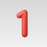 3d Realistic Number One vector