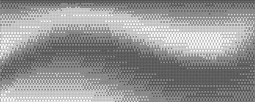 Wavy bitmap pattern background with pixel. Gradient dotted halftone dither effect. Retro game glitch abstract noise. Grunge vintage wallpaper vector