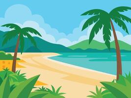 Illustration of View of the beach with greenery vector