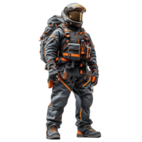 Astronaut in Orange and Black Space Suit on Transparent Background png