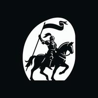A knight on horseback with a flag vector