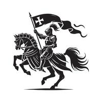 Knight on horseback with flag vector
