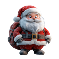 Santa Claus Cartoon Character with a Backpack on Transparent Background png