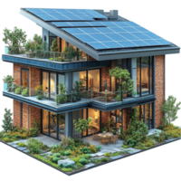 Solar Panels on the Roof of a House Isolated on Transparent Background png
