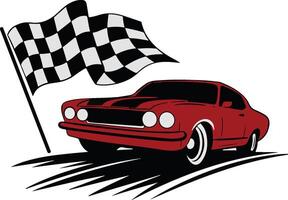 red car with a checkered flag vector