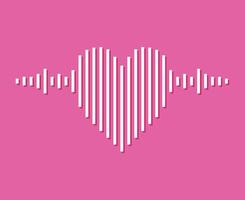 Sound wave heart icon on pink background. Music equalizer vector