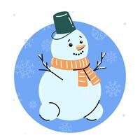 illustrations in children s style on white background. Cute New Year snowman. vector