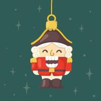 Christmas tree ornament in the shape of a nutcracker. Traditional retro decor. illustration. vector