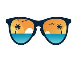 Cool Sunglasses with Beach View Illustration vector