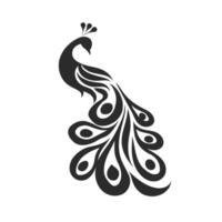 Stylized Peacock with Flowing Feathers for Decorative Art vector
