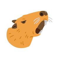 Angry capybara's head with mouth open funny flat illustration isolated on white. vector