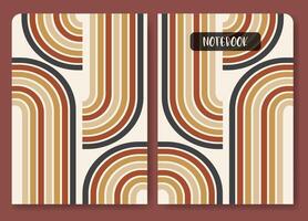 Retro colorful notebook cover design template. Diary cover page design rainbow illustration vector