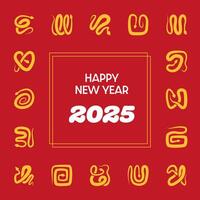 Chinese New Year greeting template with snakes in different poses. Illustration for Lunar Year of the Snake in red, yellow and white colors. Design for card, banner vector