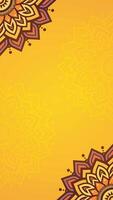 Yellow Gradient Vertical Background with Mandala Floral Borders Warm Yellow with Intricate Mandala Elegant Patterns on Bright Yellow Background vector