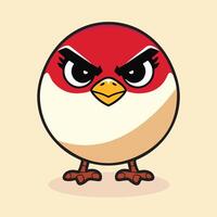 A Red Bird with an angry Cartoon expression Illustration. vector